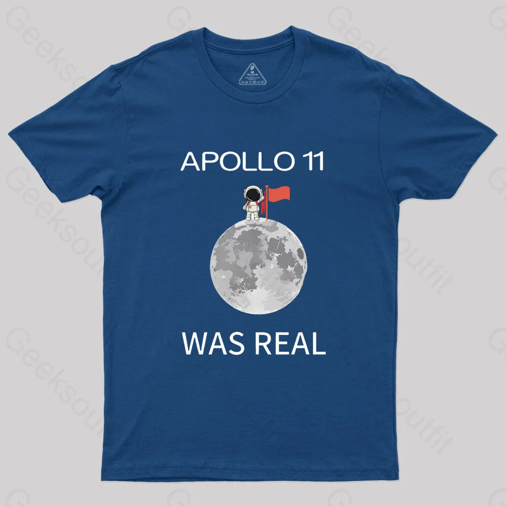 Apollo 11 Was Real Nerd T-Shirt Navy / S