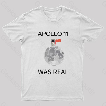 Apollo 11 Was Real Nerd T-Shirt White / S