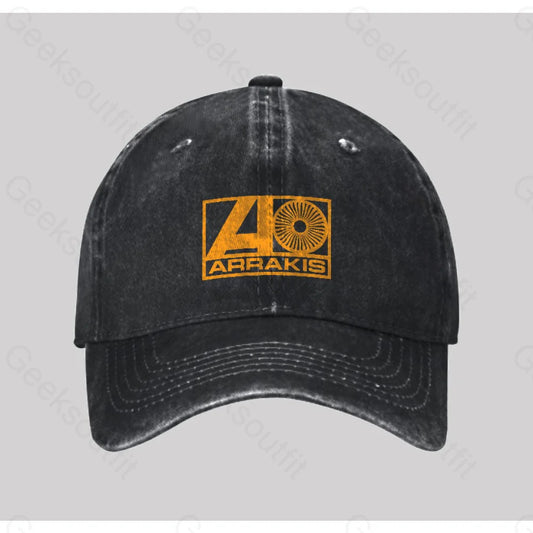 Arrecords Geek Washed Vintage Baseball Cap Black