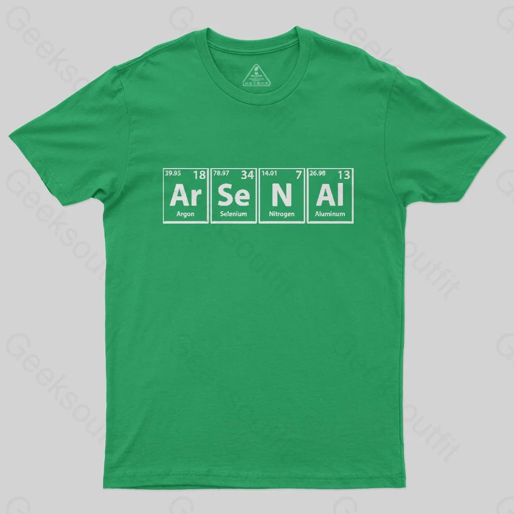 Arsenal (Ar-Se-N-Al) Periodic Elements Spelling T-Shirt - Geeksoutfit