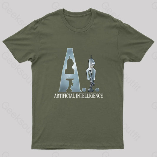 Artificial Intelligence Nerd T-Shirt Army Green / S