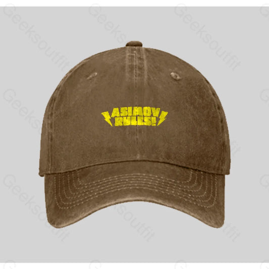 Asimov Rules! Washed Vintage Baseball Cap Natural