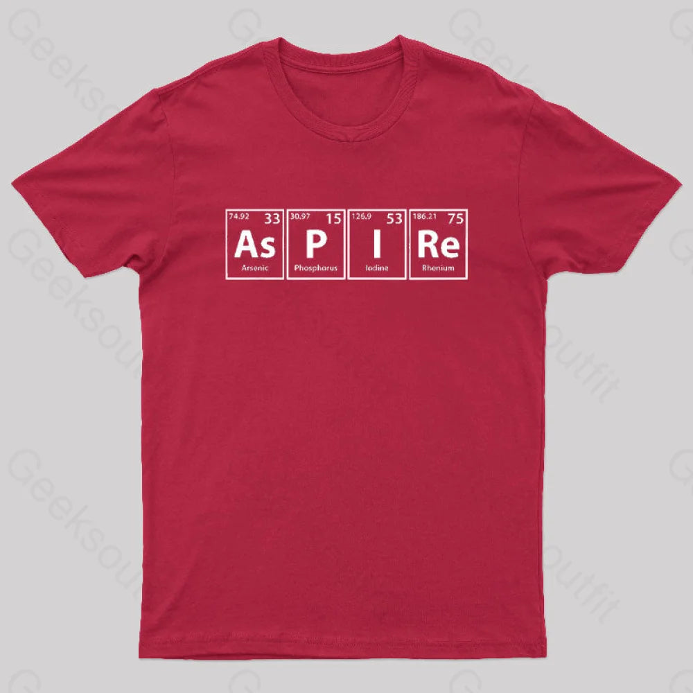 Aspire (As-P-I-Re) Periodic Elements Spelling Geek T-Shirt Red / S