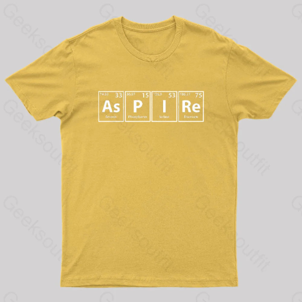 Aspire (As-P-I-Re) Periodic Elements Spelling Geek T-Shirt Yellow / S