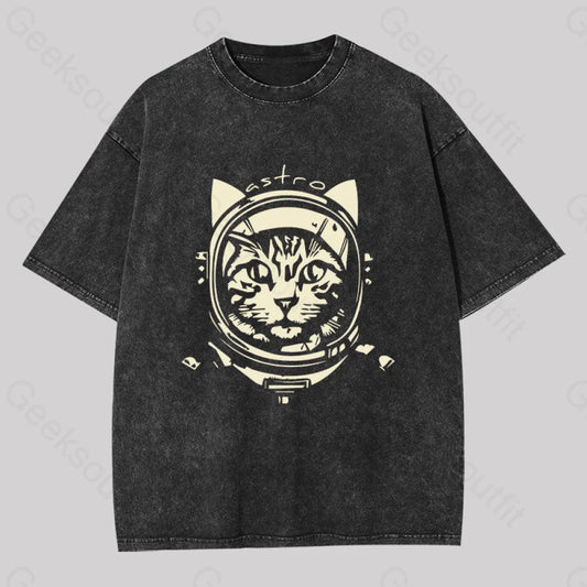 Astro Cat Washed T-Shirt Black / S