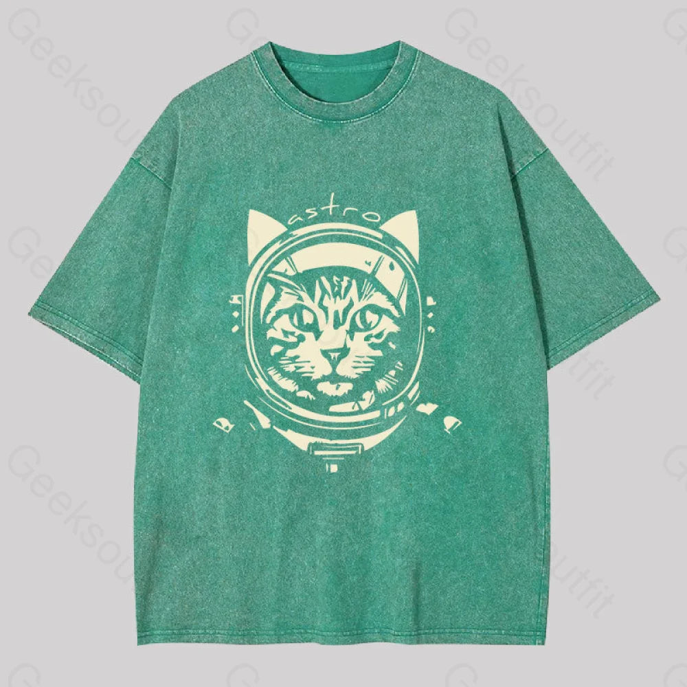 Astro Cat Washed T-Shirt Grass Green / S