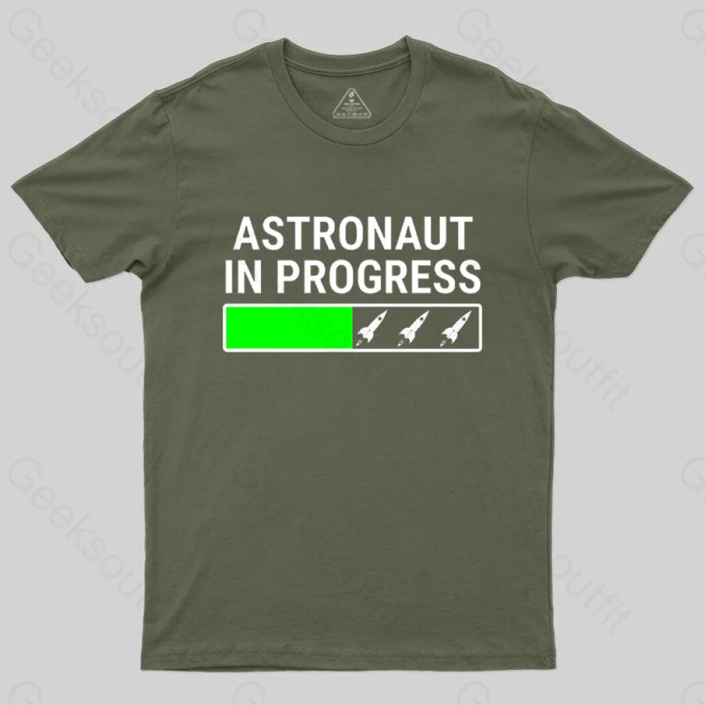 Astronaut In Progress T-Shirt Army Green / S