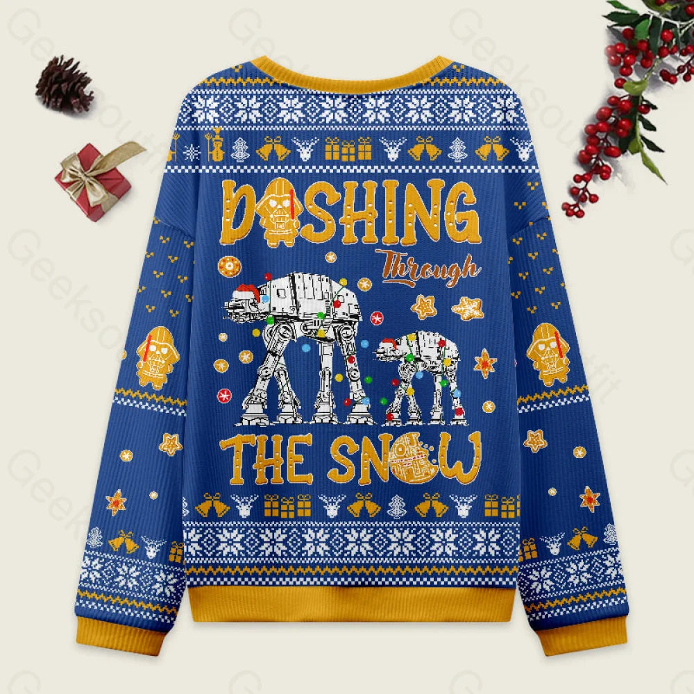 At Walker Dashing Through The Snow Blue Ugly Christmas Sweater Men’s Style-S