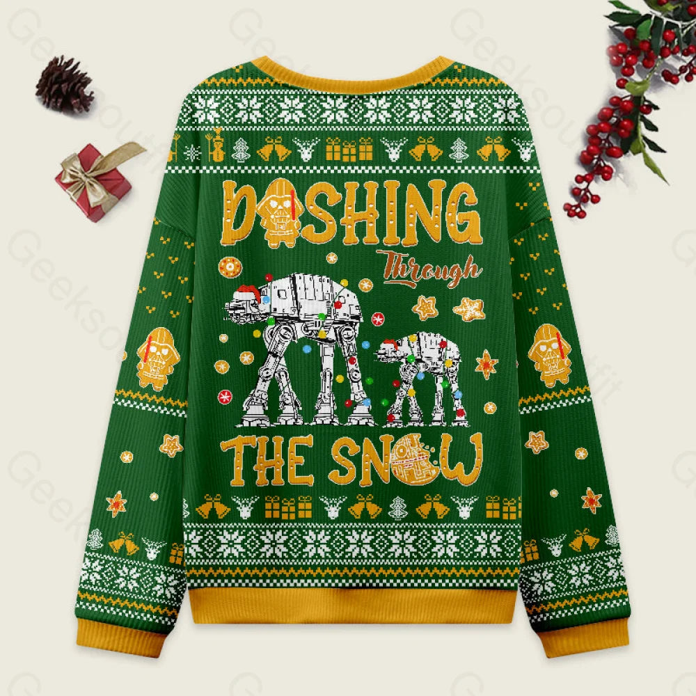 At Walker Dashing Through The Snow Green Ugly Christmas Sweater Men’s Style-S