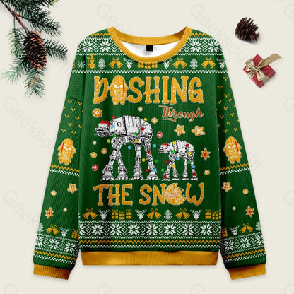 At Walker Dashing Through The Snow Green Ugly Christmas Sweater