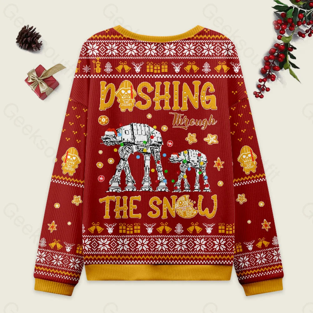 At Walker Dashing Through The Snow Red Ugly Christmas Sweater Men’s Style-S