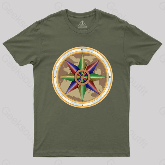 Atlas Compass T-Shirt Army Green / S