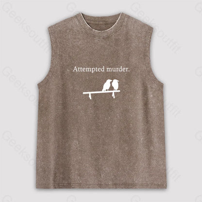 Attempted Murder Unisex Washed Tank Brown / S