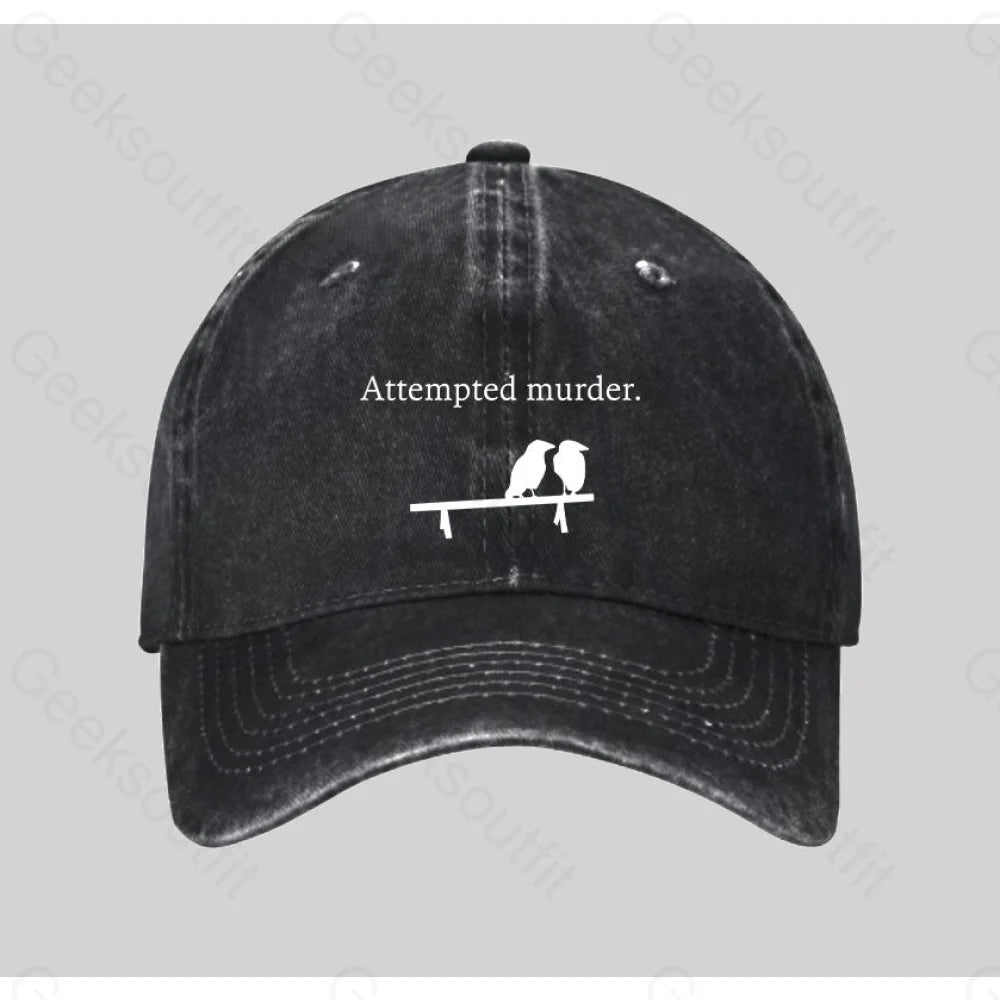 Attempted Murder Washed Vintage Baseball Cap Black