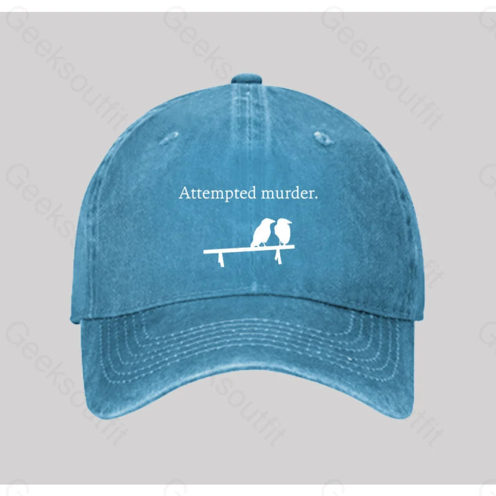 Attempted Murder Washed Vintage Baseball Cap Blue