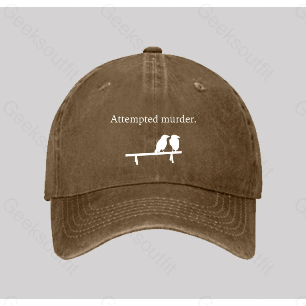 Attempted Murder Washed Vintage Baseball Cap Natural