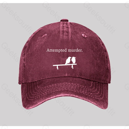 Attempted Murder Washed Vintage Baseball Cap Red