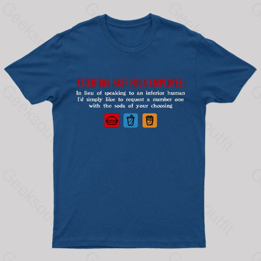 Attention Fast Food Employee T-Shirt Navy / S