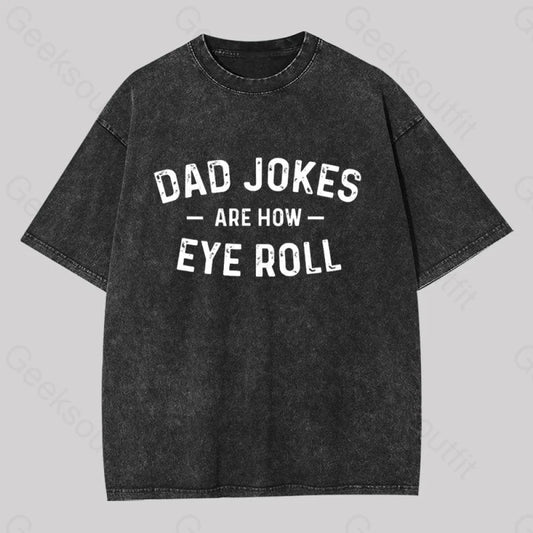 Attitude Towards Dad Jokes Geek Washed T-Shirt Black / S