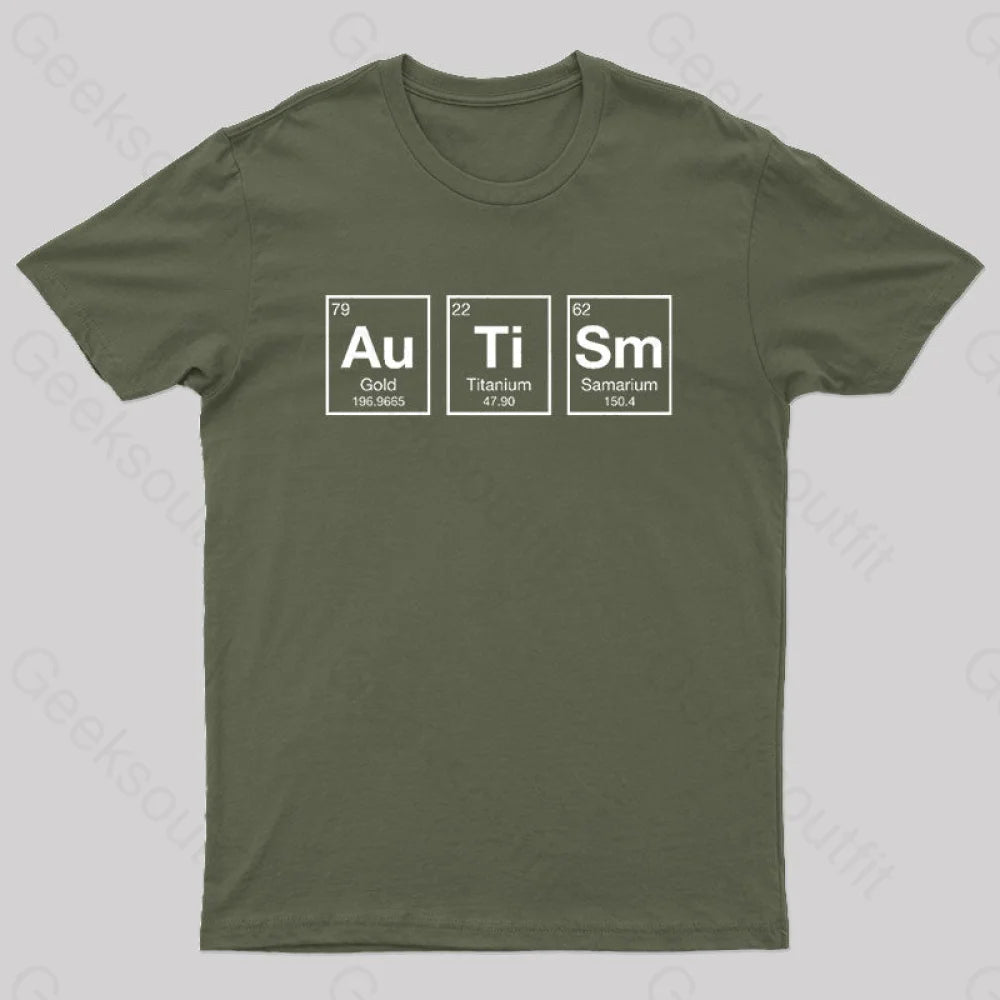 Autism Periodic Table Nerd T-Shirt Army Green / S