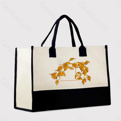 Autumn Wind Blowing Leaves In Fibonacci Cotton Tote Bag White