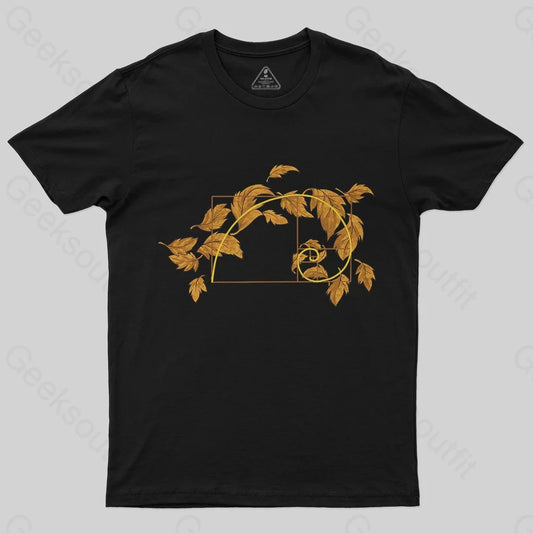 Autumn Wind Blowing Leaves in Fibonacci T-Shirt - Geeksoutfit