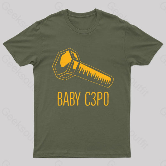 Baby C3Po Geek T-Shirt Army Green / S