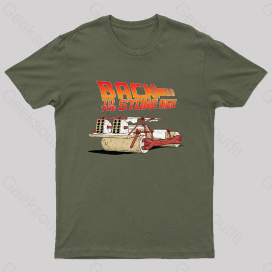 Back To The Stone Age Geek T-Shirt Army Green / S