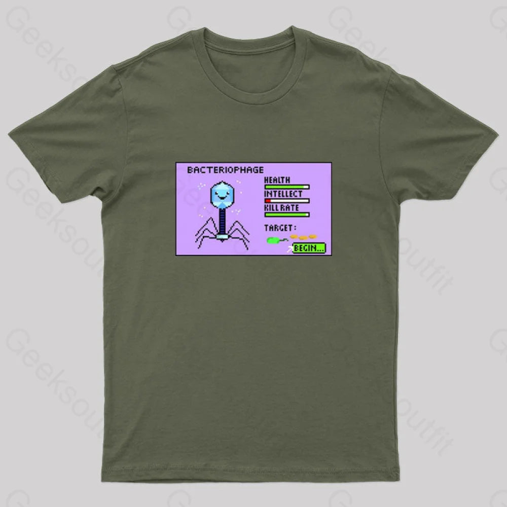 Bacteriophage Nerd T-Shirt Army Green / S