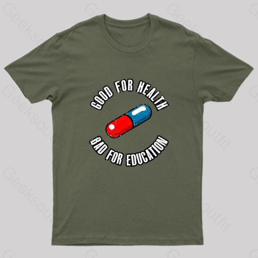 Bad For Education Nerd T-Shirt Army Green / S