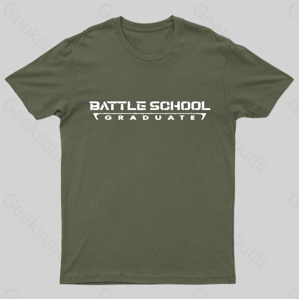 Battle School Graduate Geek T-Shirt Army Green / S