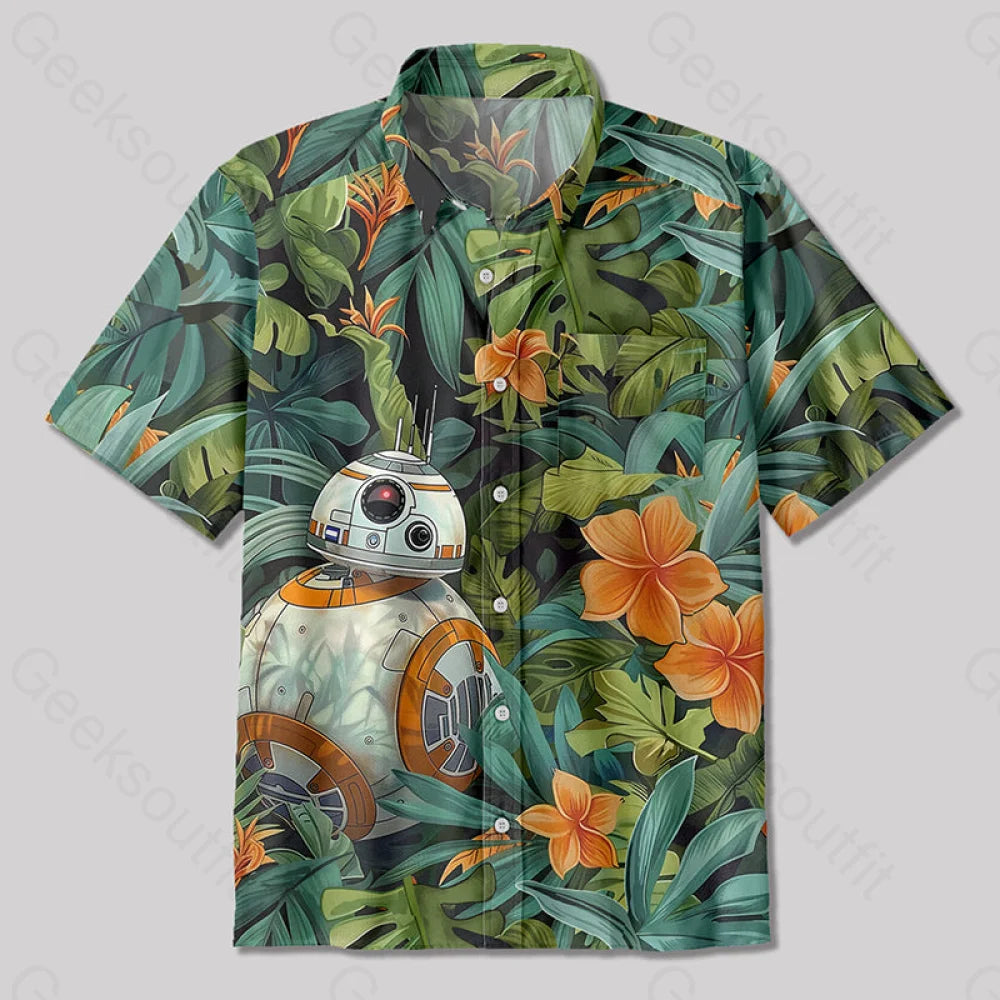 Bb8 Hawaiian Style Button Up Pocket Shirt Up / S Bus508 Yc