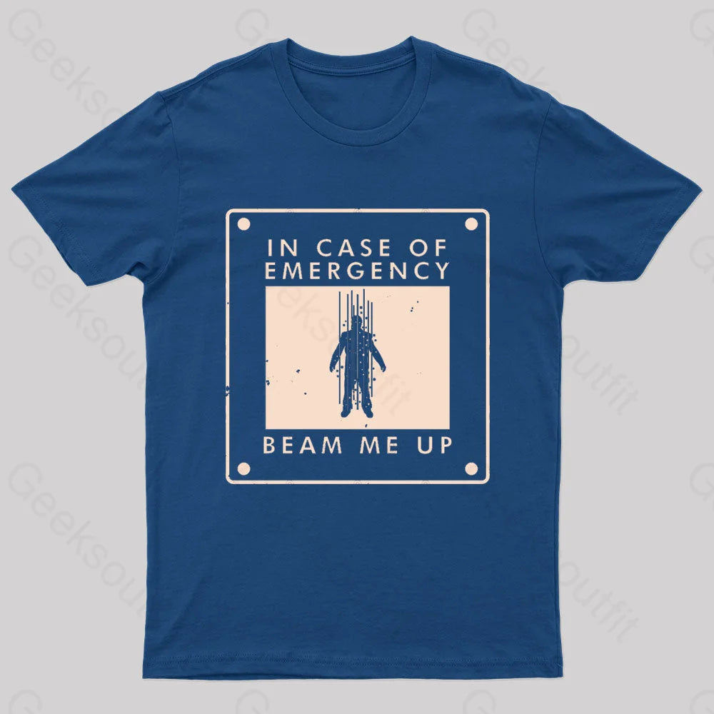 Beam Me Up In Case Of Emergency Nerd T-Shirt Navy / S