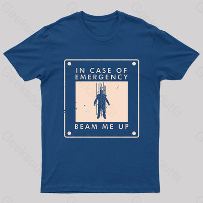 Beam Me Up In Case Of Emergency Nerd T-Shirt Navy / S