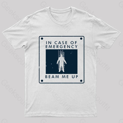 Beam Me Up In Case Of Emergency Nerd T-Shirt White / S