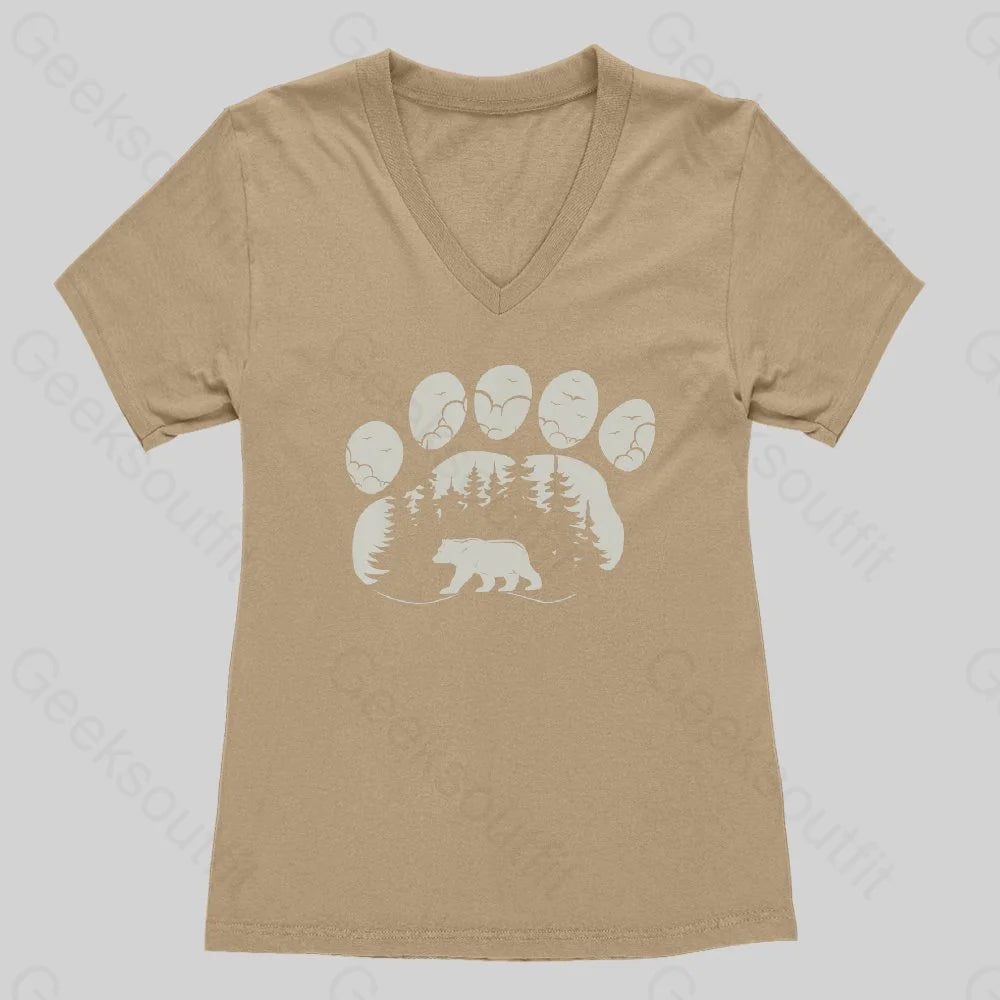 Bear Paw Forest Women's V-Neck T-shirt - Geeksoutfit