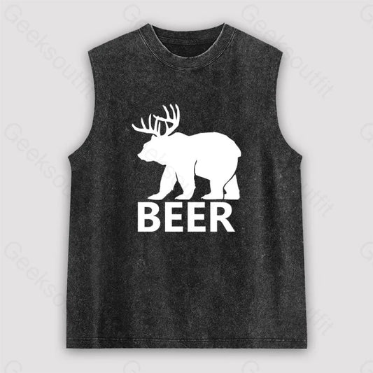 Bear Unisex Washed Tank Black / S