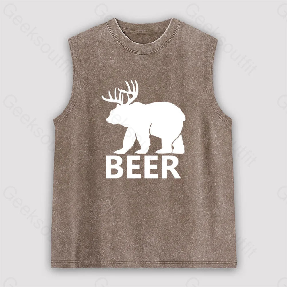 Bear Unisex Washed Tank Brown / S