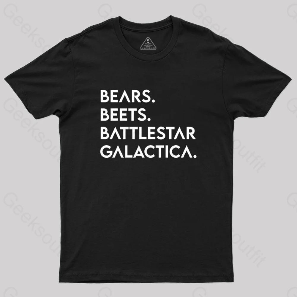 Bears Beets Battlestar Galactica T-Shirt Black / S