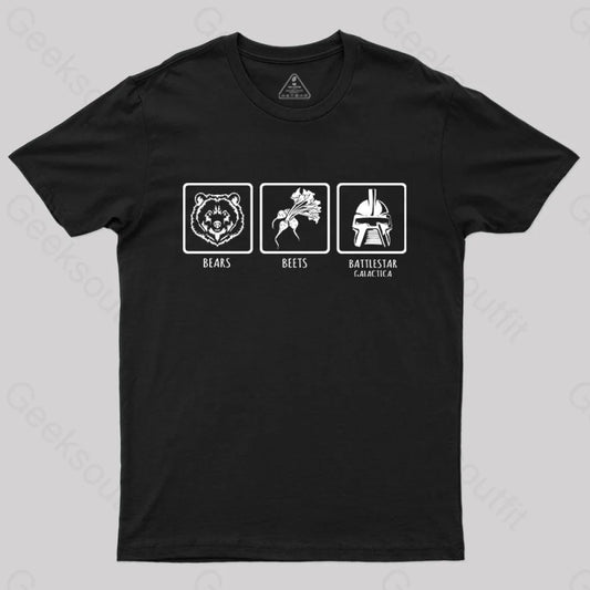 Bears Beets Battlestar Galactica T-Shirt Black / S Yc