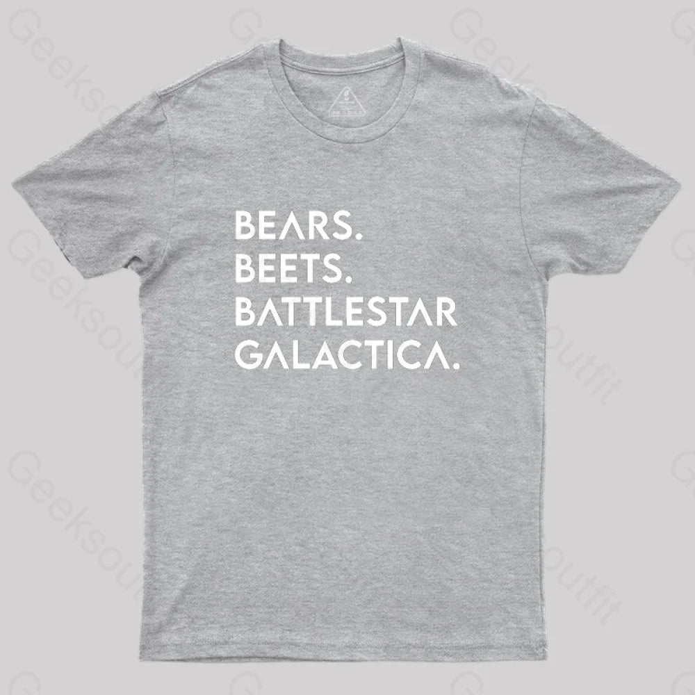 Bears Beets Battlestar Galactica T-Shirt Grey / S