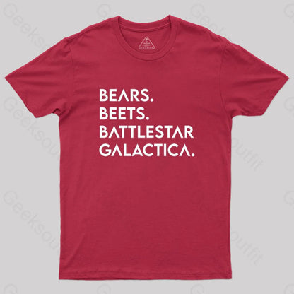 Bears Beets Battlestar Galactica T-Shirt Red / S