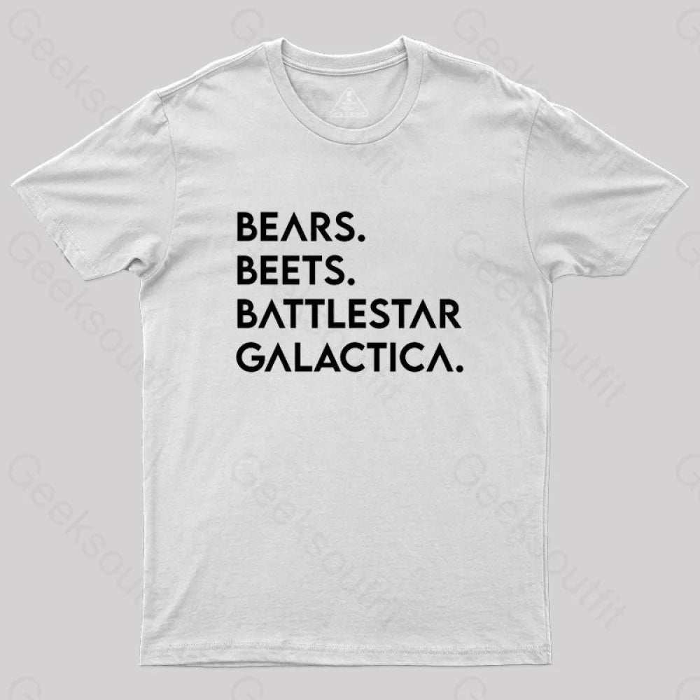 Bears Beets Battlestar Galactica T-Shirt White / S