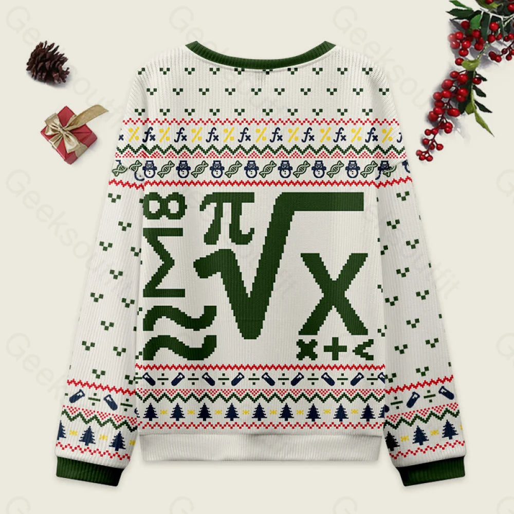 Beauty Of Mathematics White Ugly Christmas Sweater Men’s Style-S