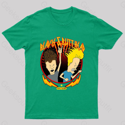 Beavis And Butt Head Metal Colors Rock Out Nerd T-Shirt Green / S