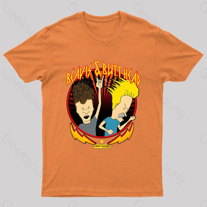 Beavis And Butt Head Metal Colors Rock Out Nerd T-Shirt Orange / S