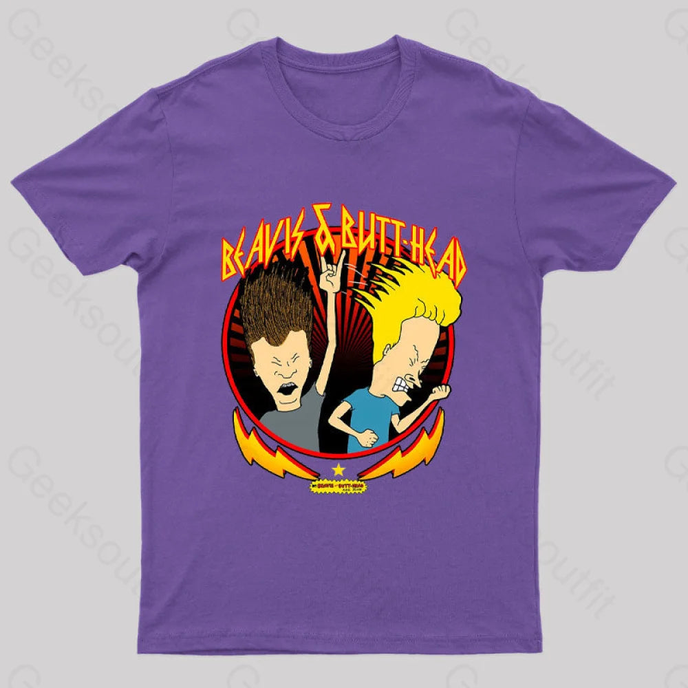 Beavis And Butt Head Metal Colors Rock Out Nerd T-Shirt Purple / S