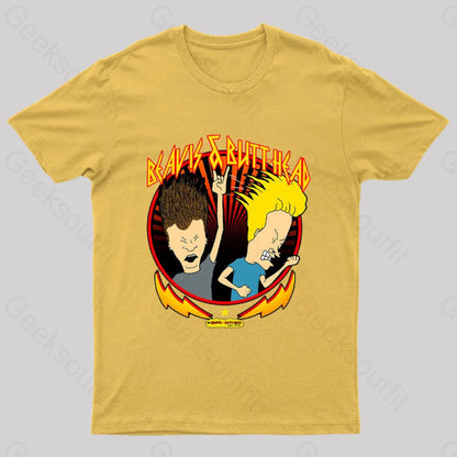 Beavis And Butt Head Metal Colors Rock Out Nerd T-Shirt Yellow / S