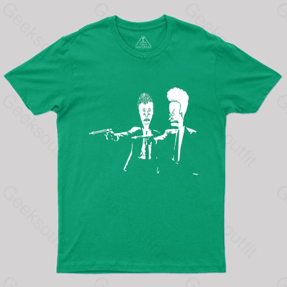 Beavis And Butthead Pulp Fiction Nerd T-Shirt Green / S