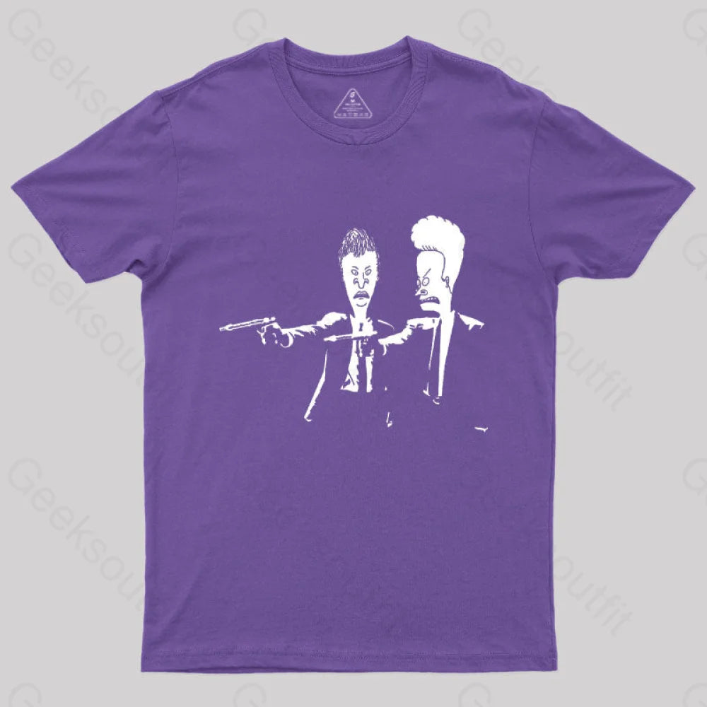 Beavis And Butthead Pulp Fiction Nerd T-Shirt Purple / S